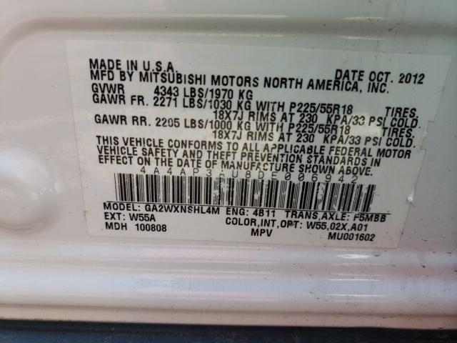 Photo 9 VIN: 4A4AP3AU8DE006942 - MITSUBISHI OUTLANDER 