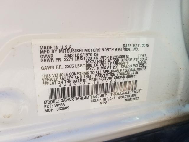 Photo 9 VIN: 4A4AP3AU8FE037711 - MITSUBISHI OUTLANDER 