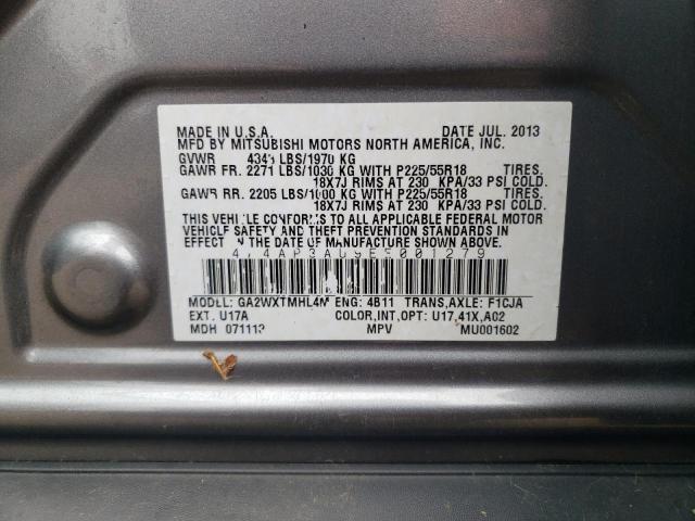 Photo 11 VIN: 4A4AP3AU9EE001279 - MITSUBISHI OUTLANDER 