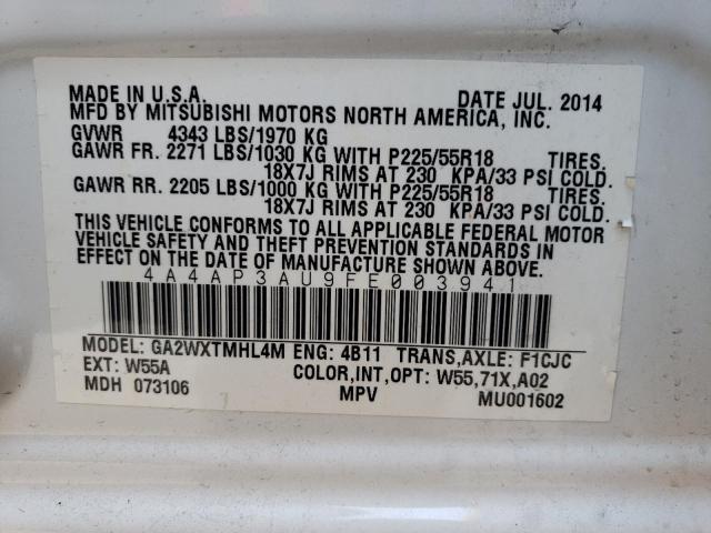 Photo 12 VIN: 4A4AP3AU9FE003941 - MITSUBISHI OUTLANDER 