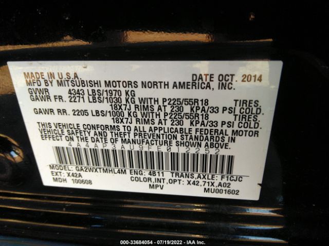 Photo 8 VIN: 4A4AP3AU9FE012252 - MITSUBISHI OUTLANDER SPORT 