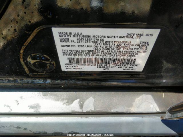 Photo 8 VIN: 4A4AP3AU9FE029648 - MITSUBISHI OUTLANDER SPORT 