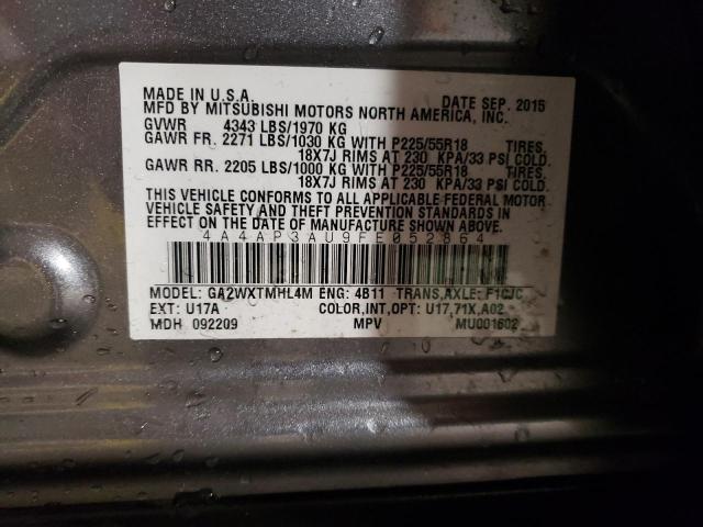 Photo 12 VIN: 4A4AP3AU9FE052864 - MITSUBISHI OUTLANDER 