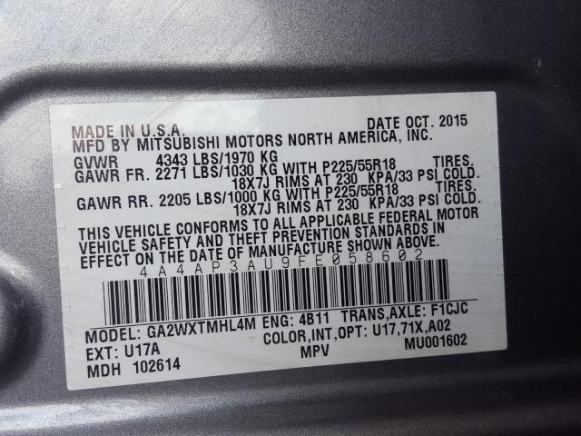 Photo 9 VIN: 4A4AP3AU9FE058602 - MITSUBISHI OUTLANDER 