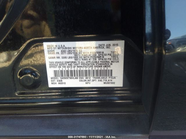 Photo 8 VIN: 4A4AP3AW1FE042668 - MITSUBISHI OUTLANDER SPORT 