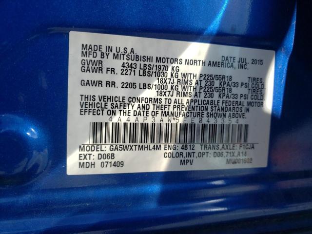 Photo 12 VIN: 4A4AP3AW5FE043354 - MITSUBISHI OUTLANDER 