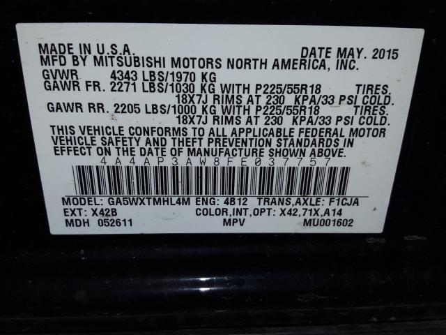 Photo 9 VIN: 4A4AP3AW8FE037757 - MITSUBISHI OUTLANDER 