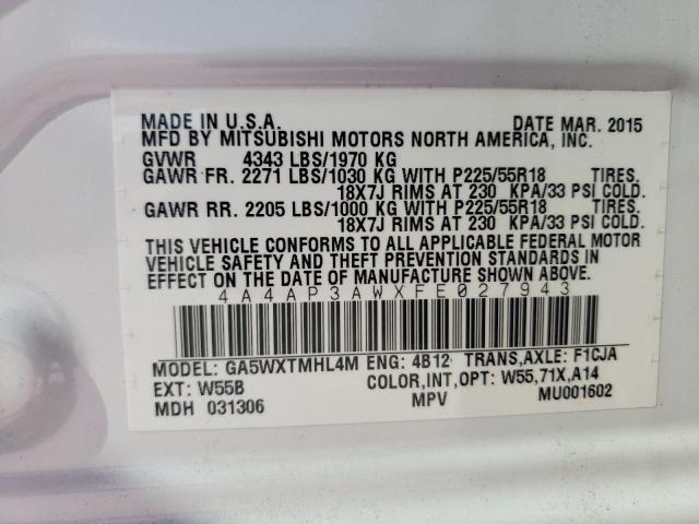 Photo 9 VIN: 4A4AP3AWXFE027943 - MITSUBISHI OUTLANDER 