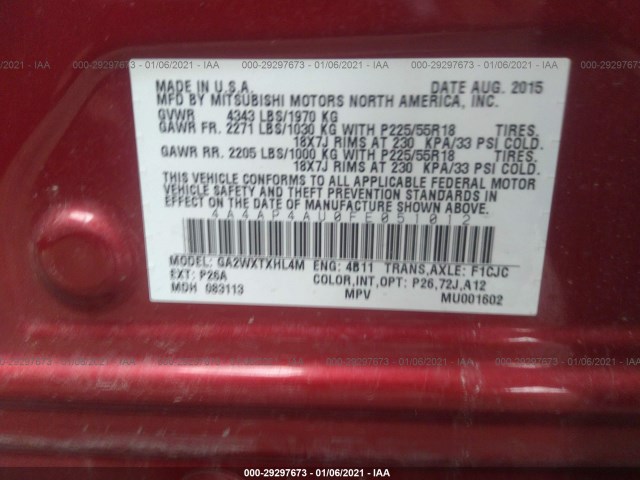 Photo 8 VIN: 4A4AP4AU0FE051012 - MITSUBISHI OUTLANDER SPORT 