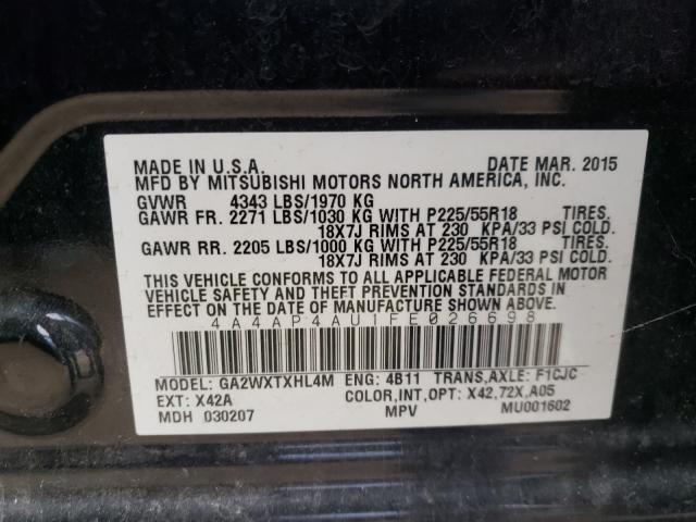 Photo 9 VIN: 4A4AP4AU1FE026698 - MITSUBISHI OUTLANDER 