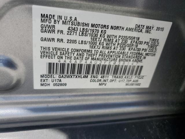 Photo 12 VIN: 4A4AP4AU2FE038147 - MITSUBISHI OUTLANDER 