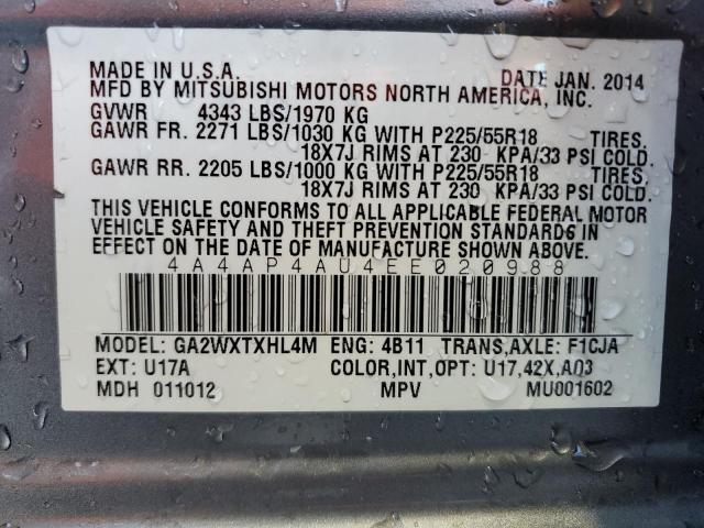 Photo 13 VIN: 4A4AP4AU4EE020988 - MITSUBISHI OUTLANDER 