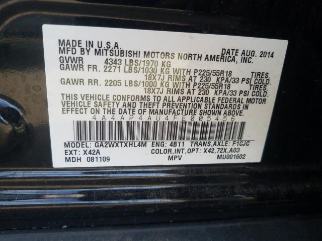 Photo 9 VIN: 4A4AP4AU4FE005456 - MITSUBISHI OUTLANDER 