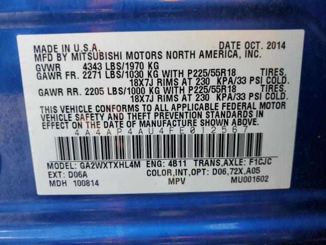 Photo 12 VIN: 4A4AP4AU4FE012567 - MITSUBISHI OUTLANDER 