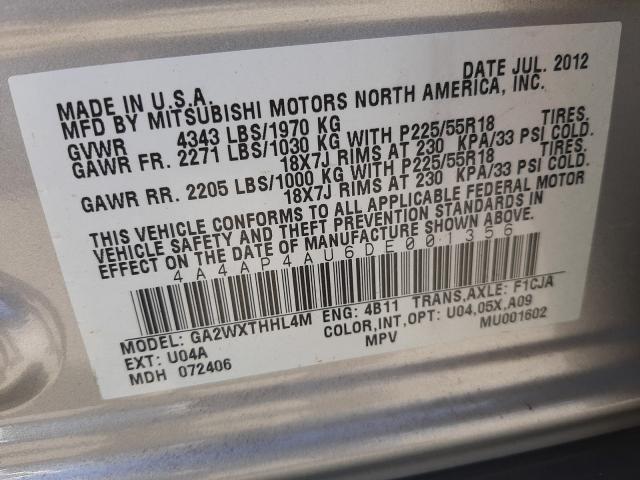 Photo 9 VIN: 4A4AP4AU6DE001356 - MITSUBISHI OUTLANDER 