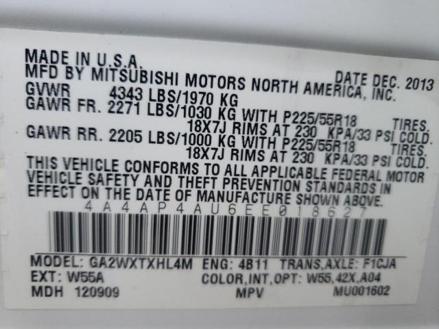 Photo 9 VIN: 4A4AP4AU6EE018627 - MITSUBISHI OUTLANDER 