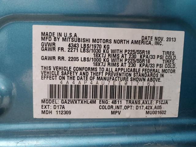 Photo 11 VIN: 4A4AP4AU7EE017163 - MITSUBISHI OUTLANDER 