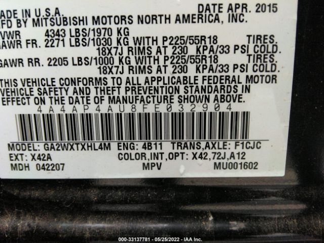 Photo 8 VIN: 4A4AP4AU8FE032904 - MITSUBISHI OUTLANDER SPORT 