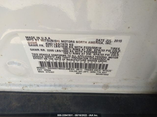 Photo 8 VIN: 4A4AR3AU0FE046574 - MITSUBISHI OUTLANDER SPORT 