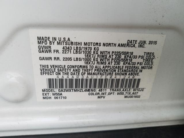 Photo 9 VIN: 4A4AR3AU1FE041240 - MITSUBISHI OUTLANDER 