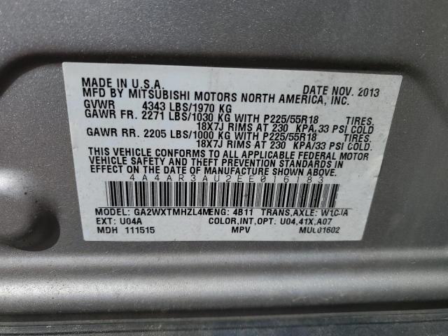 Photo 11 VIN: 4A4AR3AU2EE016183 - MITSUBISHI OUTLANDER 