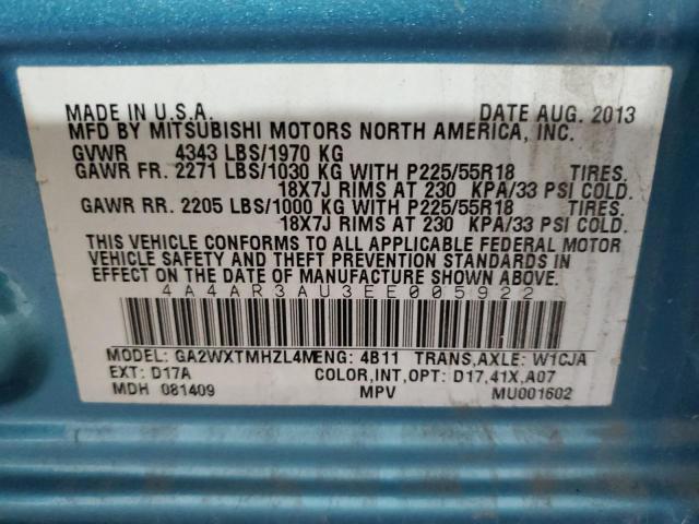 Photo 13 VIN: 4A4AR3AU3EE005922 - MITSUBISHI OUTLANDER 