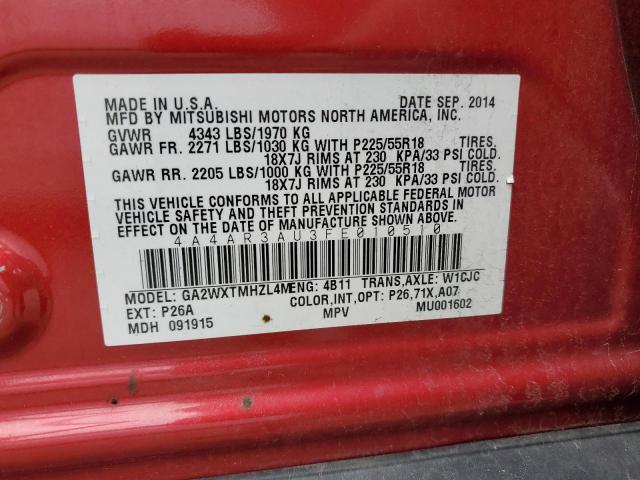 Photo 12 VIN: 4A4AR3AU3FE010510 - MITSUBISHI OUTLANDER 