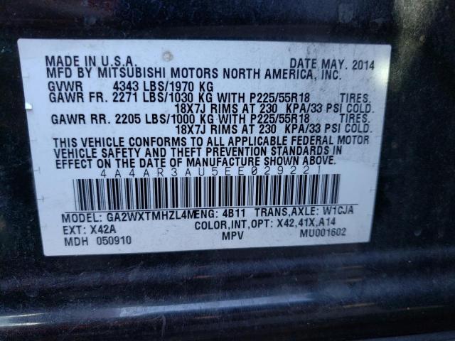 Photo 9 VIN: 4A4AR3AU5EE029221 - MITSUBISHI OUTLANDER 