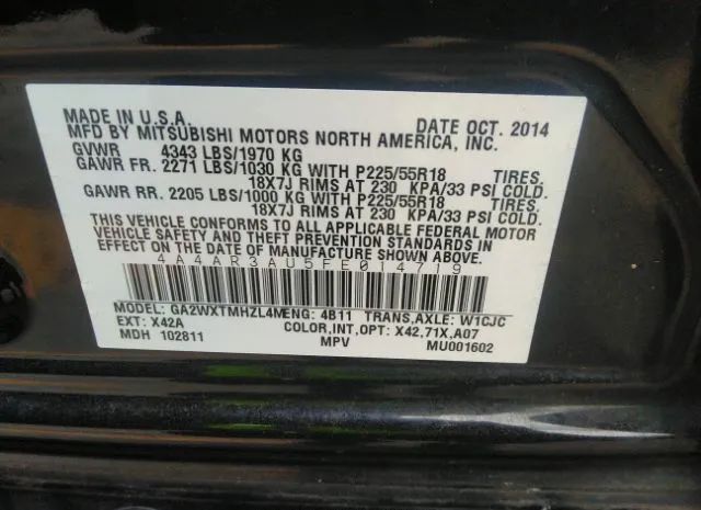 Photo 8 VIN: 4A4AR3AU5FE014719 - MITSUBISHI OUTLANDER SPORT 