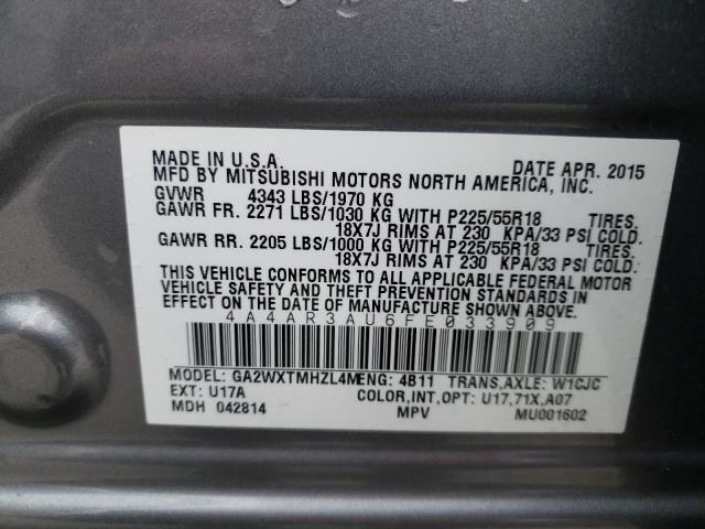 Photo 9 VIN: 4A4AR3AU6FE033909 - MITSUBISHI OUTLANDER 