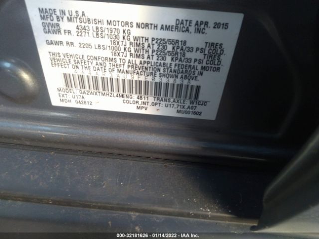 Photo 8 VIN: 4A4AR3AU9FE033838 - MITSUBISHI OUTLANDER SPORT 