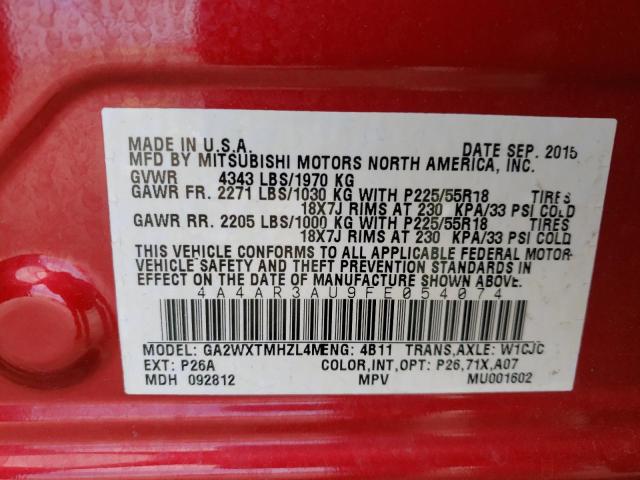 Photo 9 VIN: 4A4AR3AU9FE054074 - MITSUBISHI OUTLANDER 