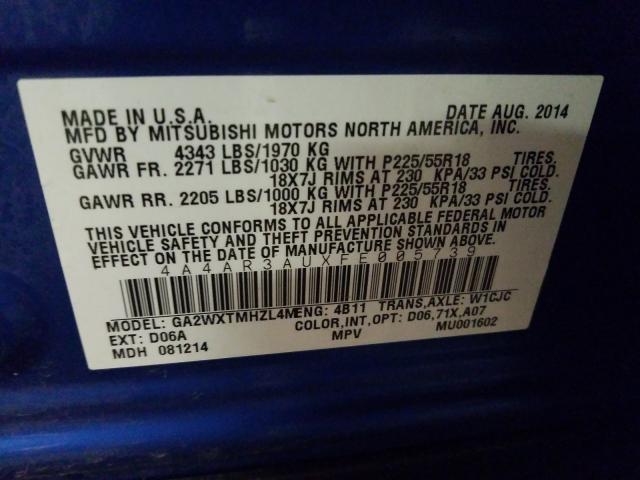 Photo 9 VIN: 4A4AR3AUXFE005739 - MITSUBISHI OUTLANDER 