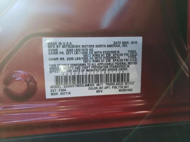 Photo 12 VIN: 4A4AR3AUXFE027725 - MITSUBISHI OUTLANDER 