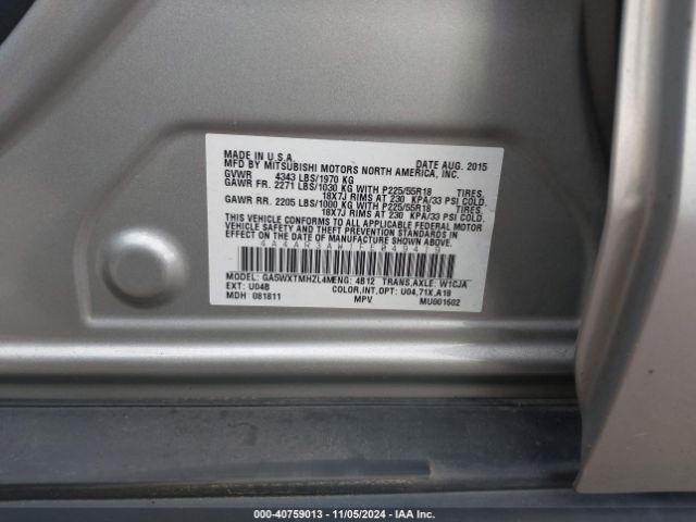 Photo 8 VIN: 4A4AR3AW1FE049419 - MITSUBISHI OUTLANDER SPORT 