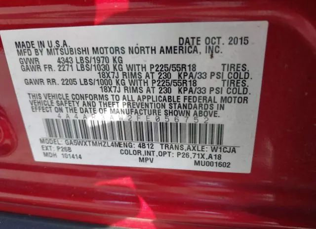 Photo 8 VIN: 4A4AR3AW2FE056752 - MITSUBISHI OUTLANDER SPORT 