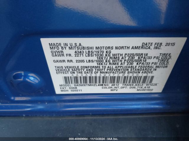 Photo 8 VIN: 4A4AR3AW4FE024613 - MITSUBISHI OUTLANDER SPORT 