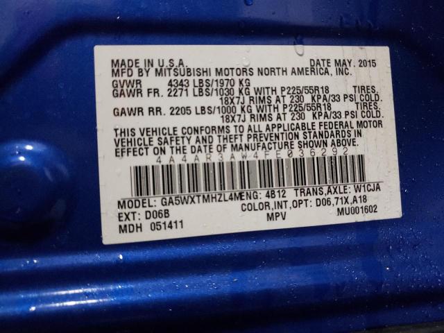 Photo 11 VIN: 4A4AR3AW4FE036292 - MITSUBISHI OUTLANDER 