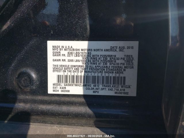 Photo 8 VIN: 4A4AR3AW4FE049768 - MITSUBISHI OUTLANDER SPORT 