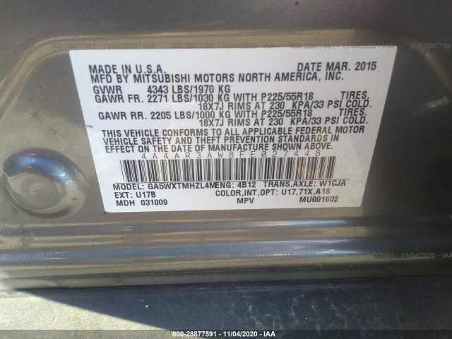 Photo 8 VIN: 4A4AR3AW8FE027448 - MITSUBISHI OUTLANDER SPORT 