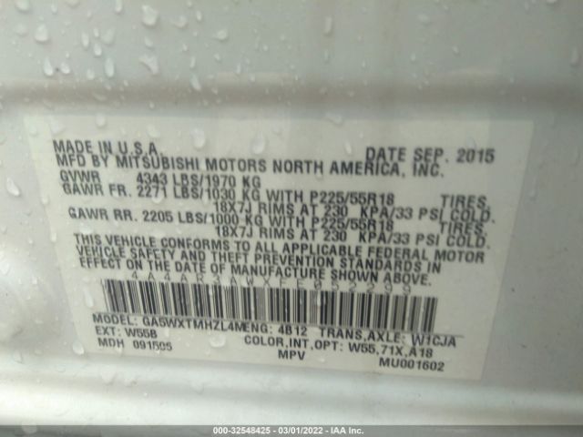 Photo 8 VIN: 4A4AR3AWXFE052299 - MITSUBISHI OUTLANDER SPORT 