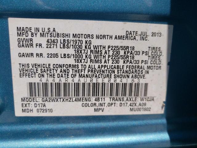 Photo 12 VIN: 4A4AR4AU0EE004183 - MITSUBISHI OUTLANDER 