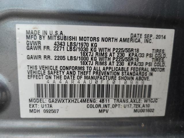 Photo 12 VIN: 4A4AR4AU0FE010969 - MITSUBISHI OUTLANDER 