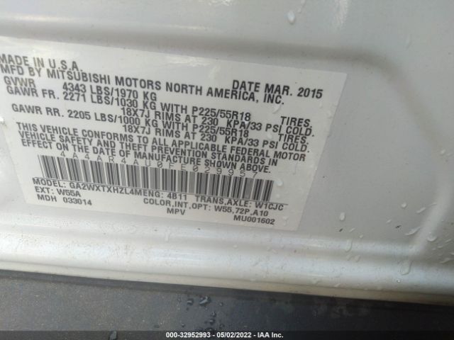 Photo 8 VIN: 4A4AR4AU0FE029957 - MITSUBISHI OUTLANDER SPORT 