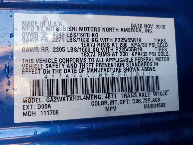 Photo 12 VIN: 4A4AR4AU0FE061811 - MITSUBISHI OUTLANDER 