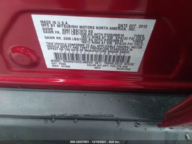 Photo 8 VIN: 4A4AR4AU1DE007463 - MITSUBISHI OUTLANDER SPORT 