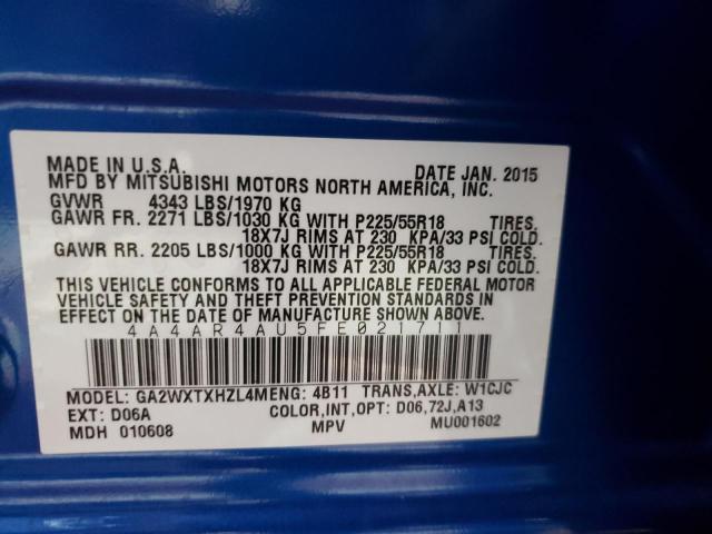 Photo 9 VIN: 4A4AR4AU5FE021711 - MITSUBISHI OUTLANDER 