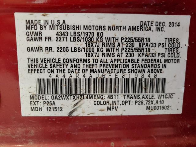 Photo 13 VIN: 4A4AR4AU6FE019840 - MITSUBISHI OUTLANDER 