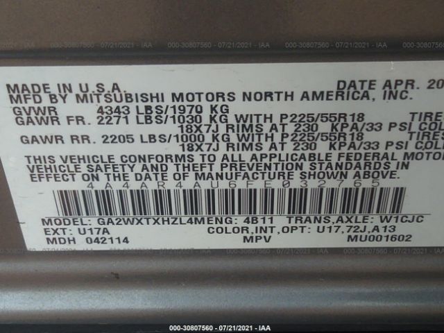 Photo 8 VIN: 4A4AR4AU6FE032765 - MITSUBISHI OUTLANDER SPORT 