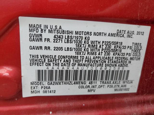 Photo 11 VIN: 4A4AR4AU7DE002588 - MITSUBISHI OUTLANDER 